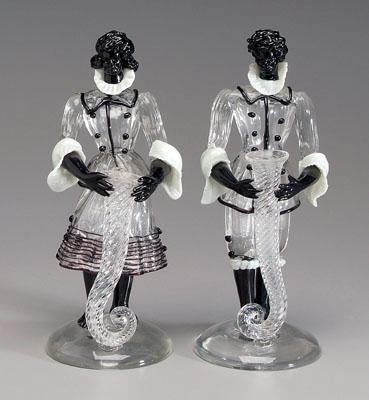 Appraisal: Pair Venetian glass blackamoors standing male and female figures with