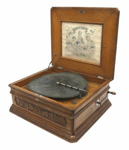 Appraisal: American tabletop music box The Criterion c oak case with