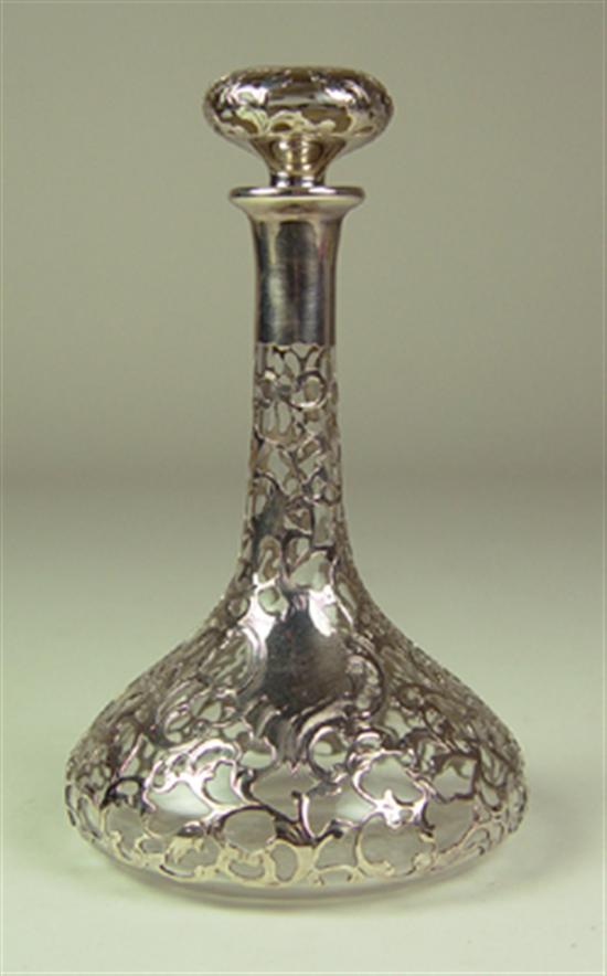 Appraisal: Glass Dresser Bottle with Gorham Sterling Overlay Bottle in clear