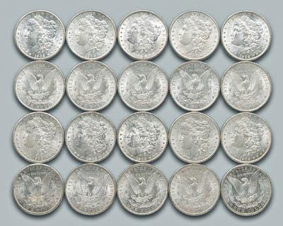 Appraisal: Twenty BU -O silver dollars U S Morgan type all