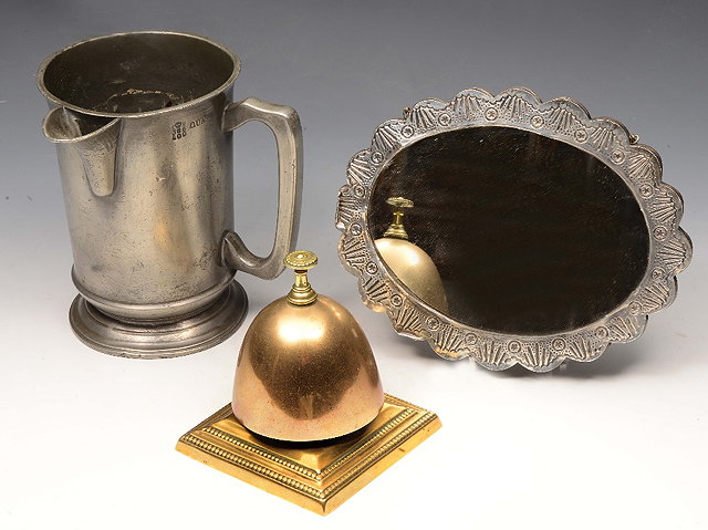 Appraisal: A COLLECTION TO INCLUDE A BRASS TABLE BELL a pewter