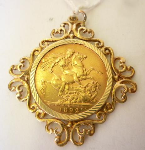 Appraisal: A VICTORIA GOLD SOVEREIGN loose mounted in a ct gold