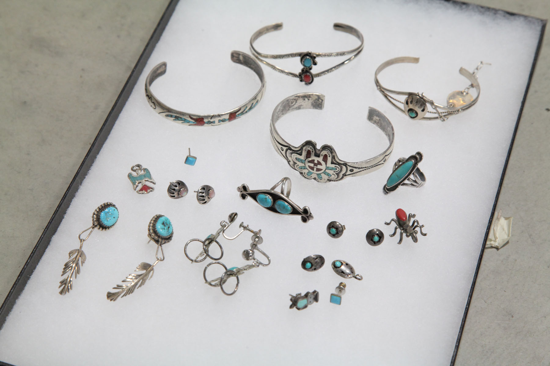 Appraisal: SIXTEEN PIECES INDIAN JEWERLY Group includes four bracelets two rings