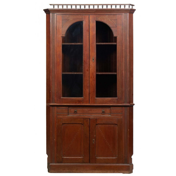 Appraisal: English Carved Oak Corner Cabinet late th c with a