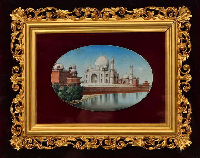 Appraisal: AN INDIAN MINIATURE OVAL PAINTING ON IVORY of the Taj