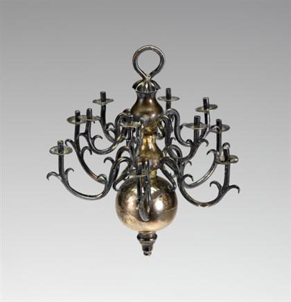 Appraisal: Miniature Continental silver twelve-light chandelier th century possibly dutch With