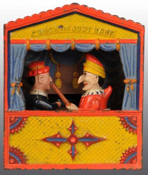 Appraisal: Cast Iron Punch Judy Mechanical Bank Description Manufactured by Shepard