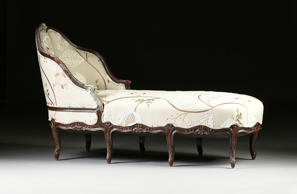 Appraisal: A LOUIS XV STYLE PAINTED WOOD AND UPHOLSTERED CHAISE LONGUE