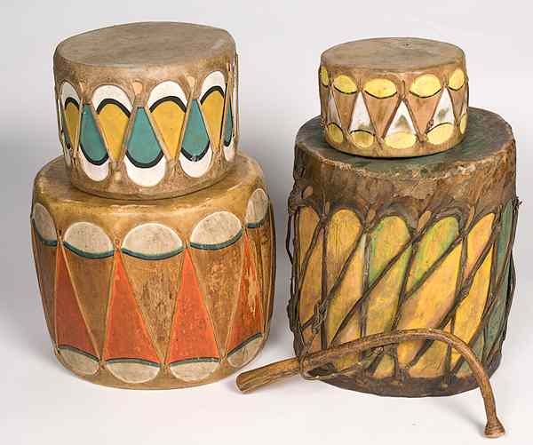 Appraisal: Cochiti Polychrome Drums lot of height in x diameter in