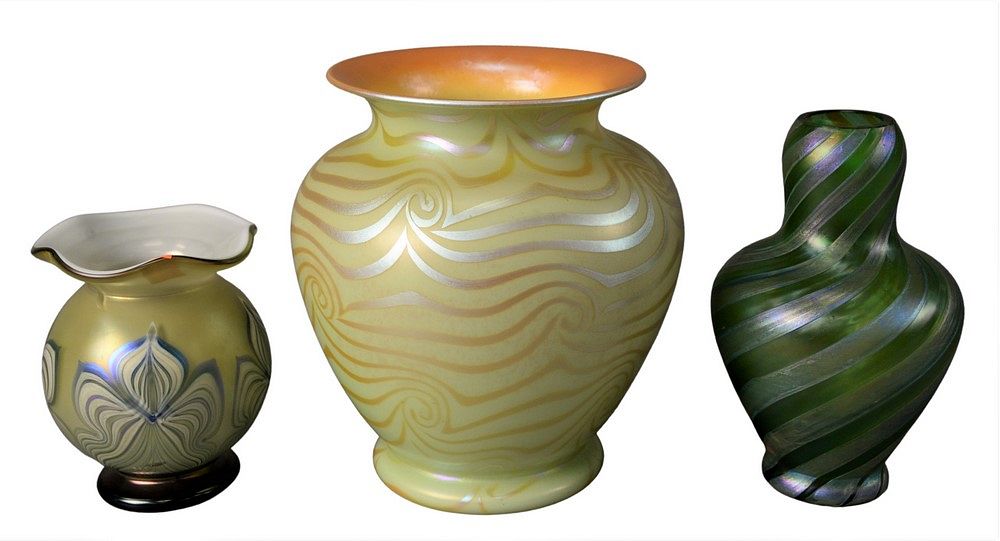 Appraisal: Three Piece Art Glass Lot to include a Vandermark vase