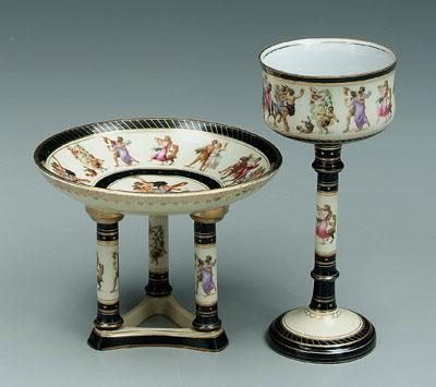 Appraisal: Porcelain tazza and goblet both with transfer bacchanalian figures black