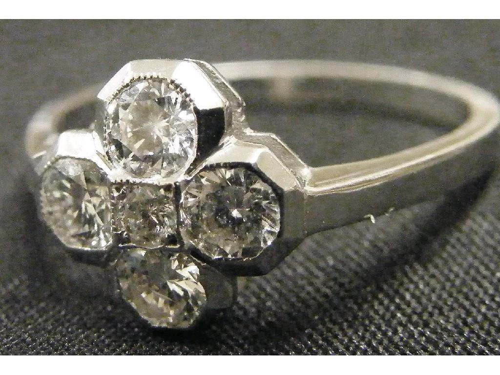 Appraisal: ct five stone diamond cluster ring set with brilliant cut