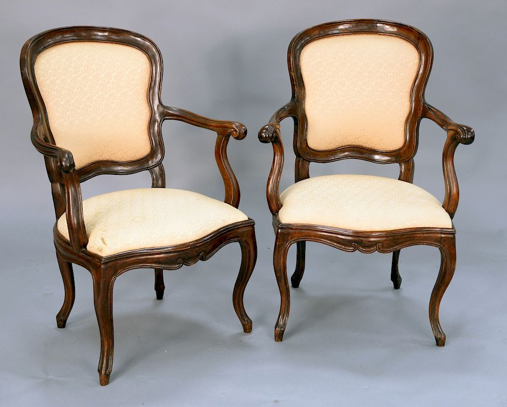 Appraisal: Pair of Louis XV style arm chairs Pair of Louis