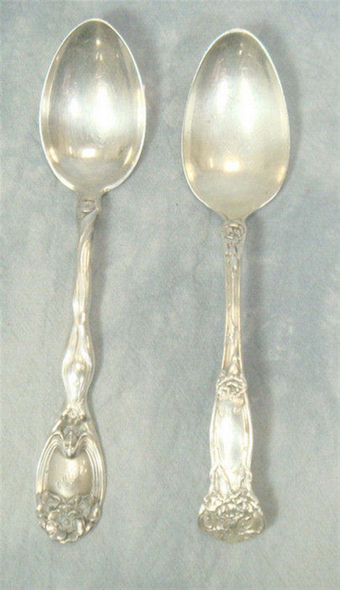 Appraisal: Unger Brothers sterling silver teaspoon with flower and art nouveau