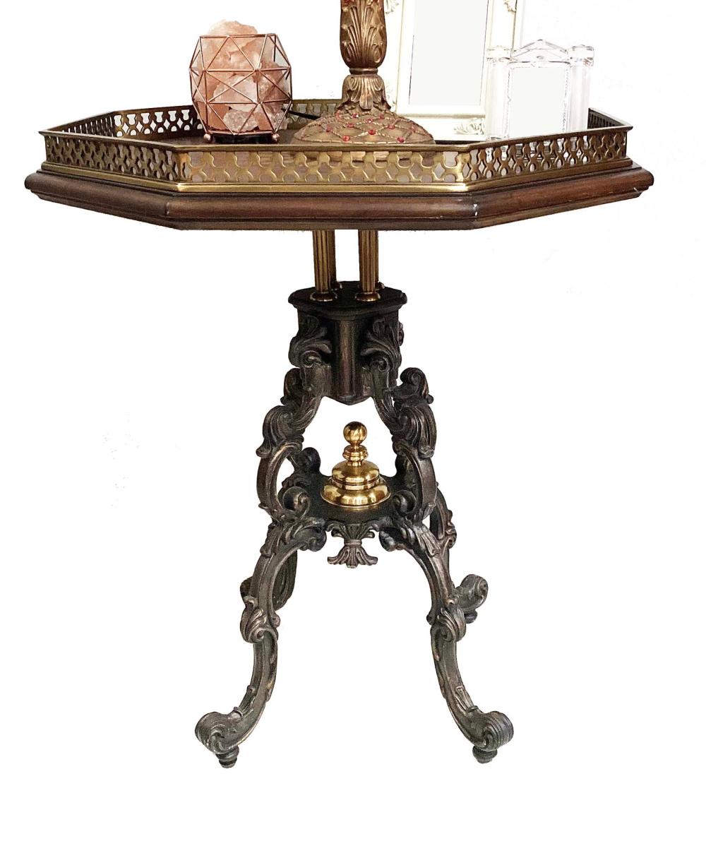 Appraisal: GEORGIAN STYLE IRON MAHOGANY OCTAGONAL TABLEModern In the Director style