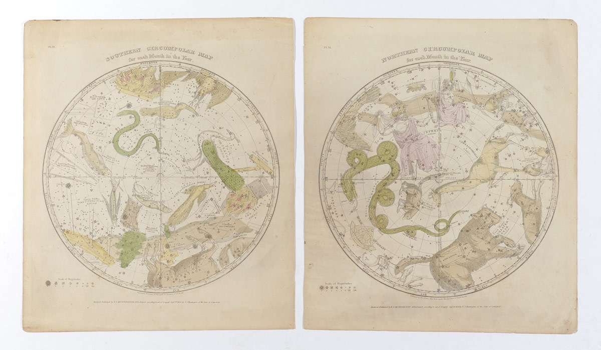 Appraisal: PAIR CELESTIAL CIRCUMPOLAR MAPS pieces to include ''Northern Circumpolar Map''