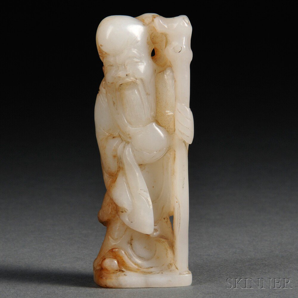 Appraisal: Jade Figure China th th century standing figure of Shoulou