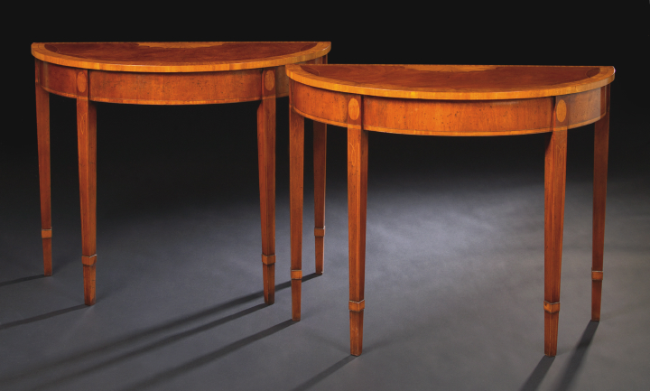 Appraisal: Pair of George III-Style Mahogany Side Tables each with a