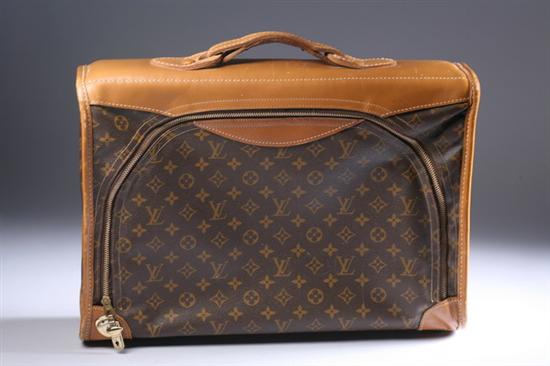 Appraisal: LOUIS VUITTON LEATHER SUITCASE Signature logo soft case zip top