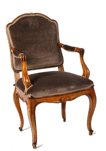 Appraisal: An Italian Rococo style hardwood armchair height in width in