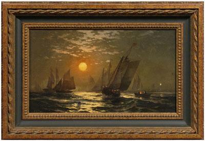 Appraisal: Edward Moran painting Pennsylvania New York - sailing vessels in