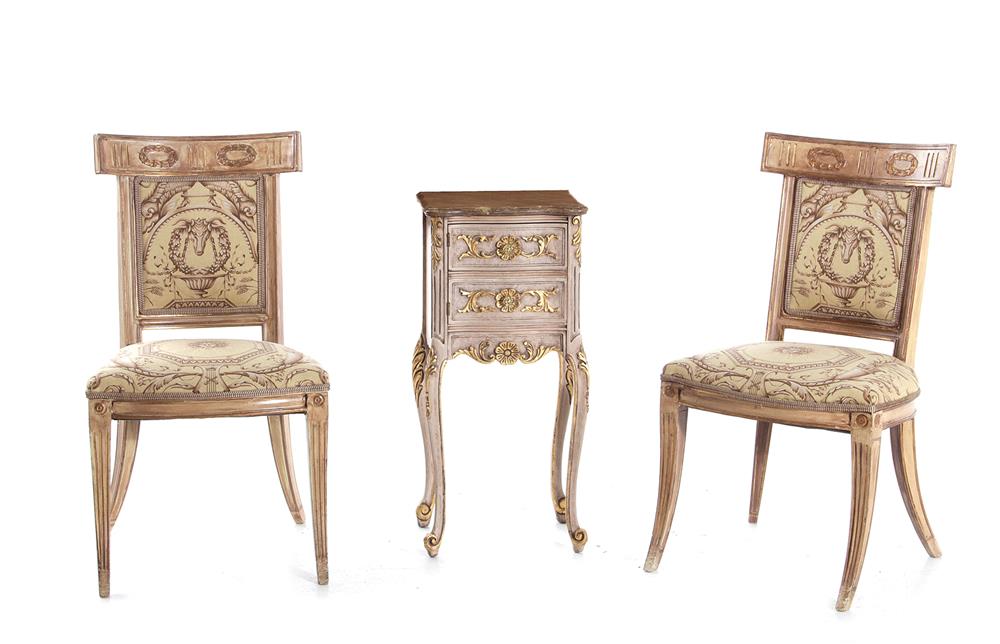 Appraisal: Pair Neoclassical chairs and Louis XV style side table chairs