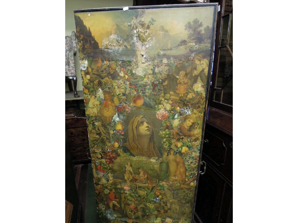 Appraisal: A Victorian three fold freestanding screen with decorative scrap work