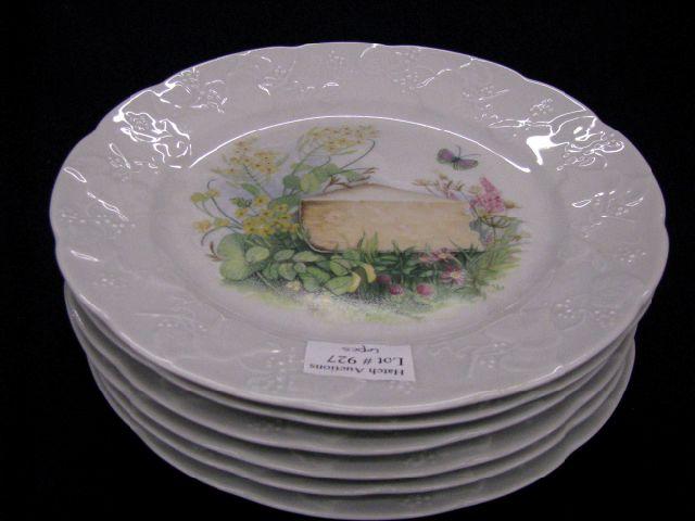 Appraisal: Set of French Dessert Plates cheesecake among butterflies floral