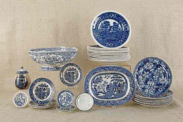 Appraisal: Collection of blue and white Staffordshire and ironstone th c