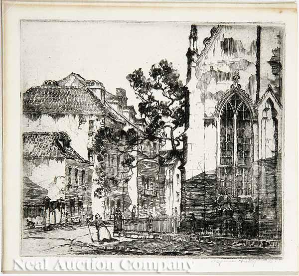 Appraisal: Alfred Heber Hutty American Charleston - Corner of Huguenot Church