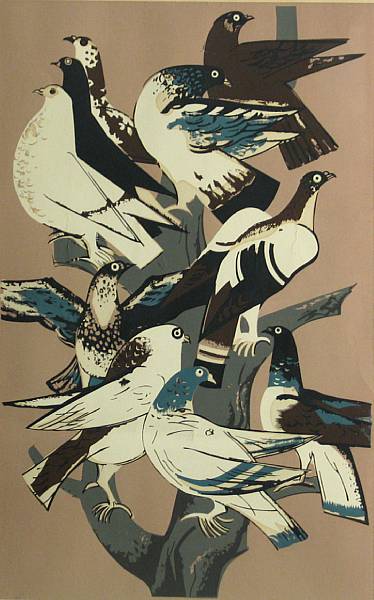 Appraisal: Millard Sheets American - Birds of a Feather Startled Birds