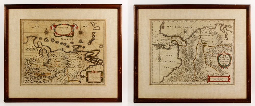 Appraisal: - th C Blaeu Maps th century hand colored maps