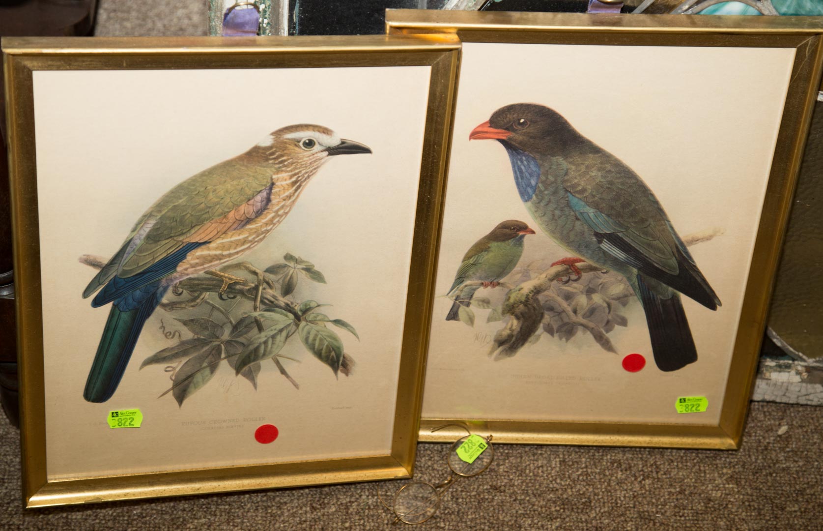 Appraisal: Three items including two framed bird prints and a pair