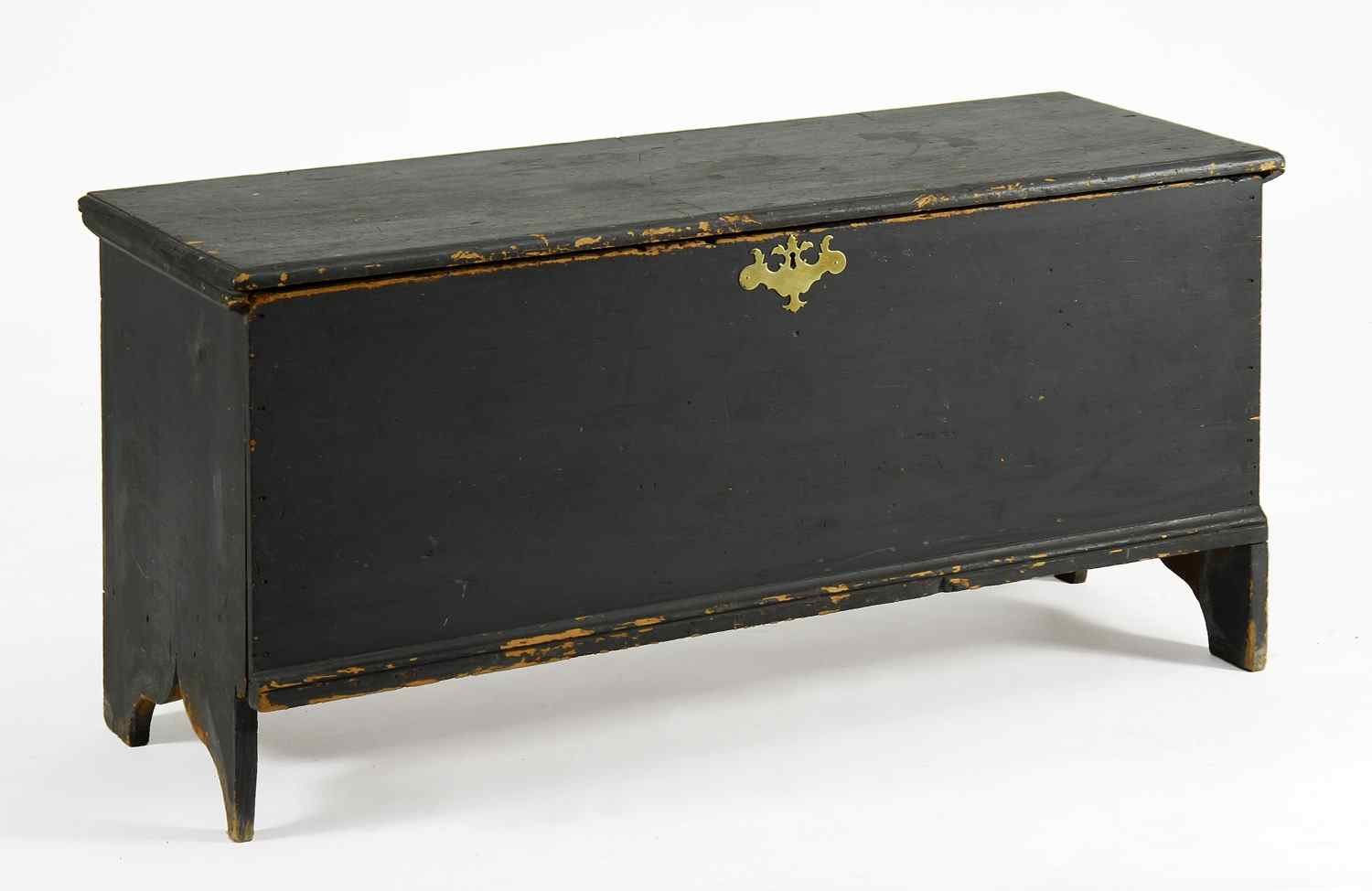 Appraisal: ANTIQUE AMERICAN PAINTED SIX-BOARD BLANKET CHEST th CenturyIn bluish-gray paint