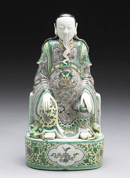 Appraisal: A famille verte biscuit-enameled porcelain figure of Zhenwu Republic Period