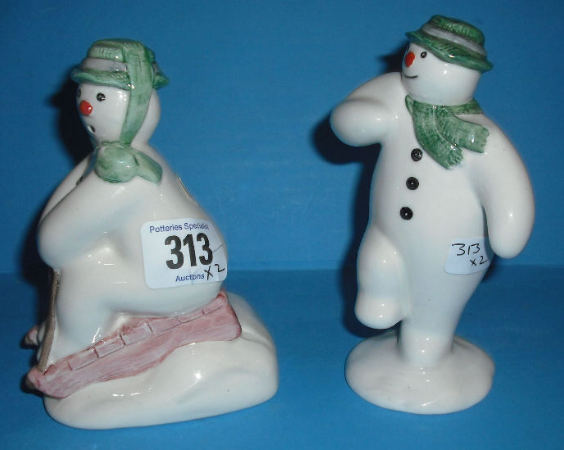 Appraisal: Royal Doulton Snowman Figures Tobogganing DS And The Snowman DS