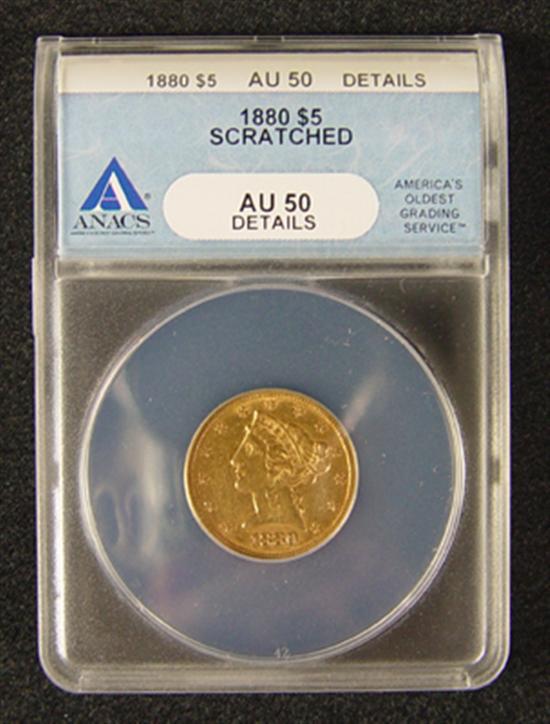 Appraisal: Liberty Gold Coin ANACS certified and graded AU details-scratched