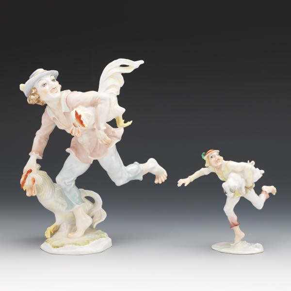 Appraisal: TWO HUTSCHENREUTHER PORCELAIN FIGURINES Two Hutschenreuther thief figures designed by