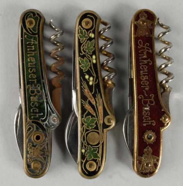 Appraisal: Lot of -Blade Bartender Knives Description Circa to Anheuser Busch