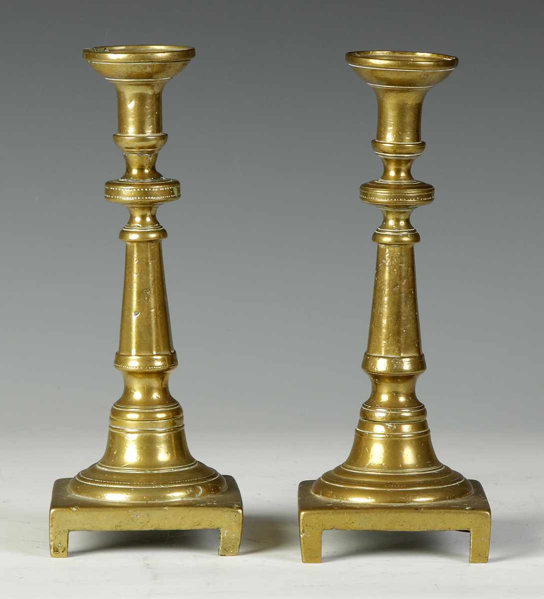 Appraisal: Pair of th Cent Brass Candlesticks Condition Very Good Dimensions