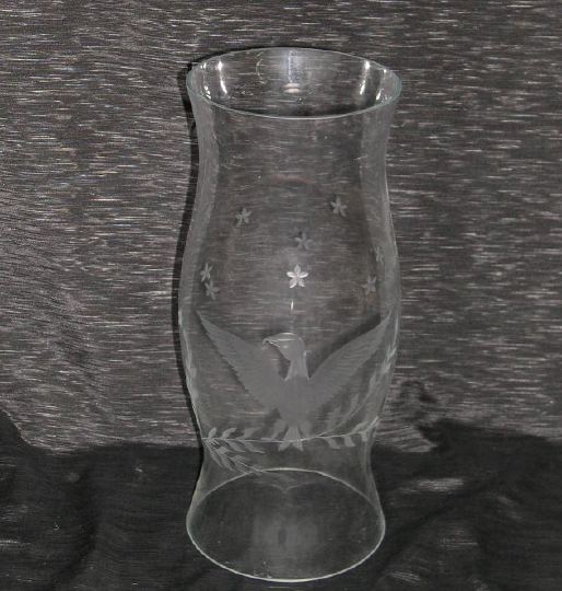 Appraisal: American Blown and Eagle and Star -Engraved Glass Hurricane Shade