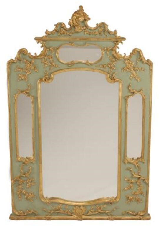 Appraisal: Regence style parcel gilt and painted mirror approx h w