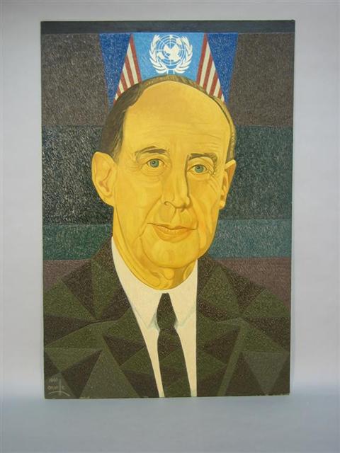 Appraisal: ORVILLE H A MILLS AMERICAN - ADLAI STEVENSON Oil on