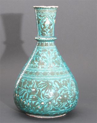 Appraisal: A Bombay School of Art Pottery earthenware vase with knopped