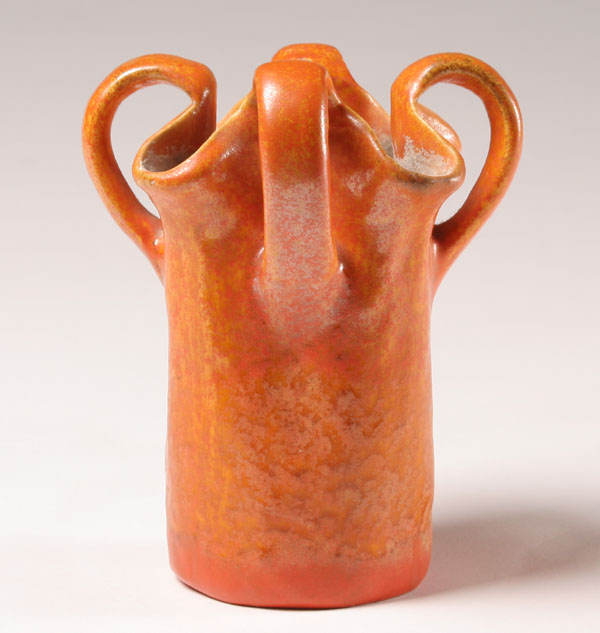 Appraisal: Muncie art pottery handle Spanish Line vase in the orange