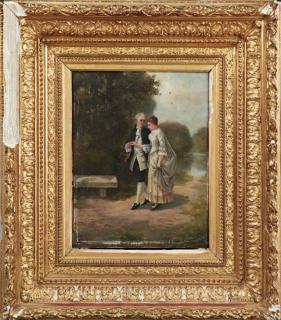 Appraisal: C Berthal French Lovers in the Garden th c oil