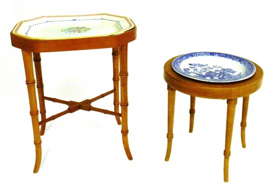 Appraisal: Two th th C side tables platters set into custom-made