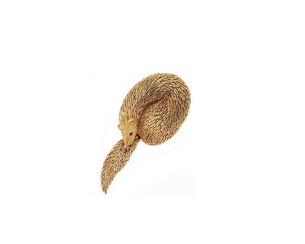 Appraisal: TIFFANY CO K Gold Mink Brooch TIFFANY CO K Gold