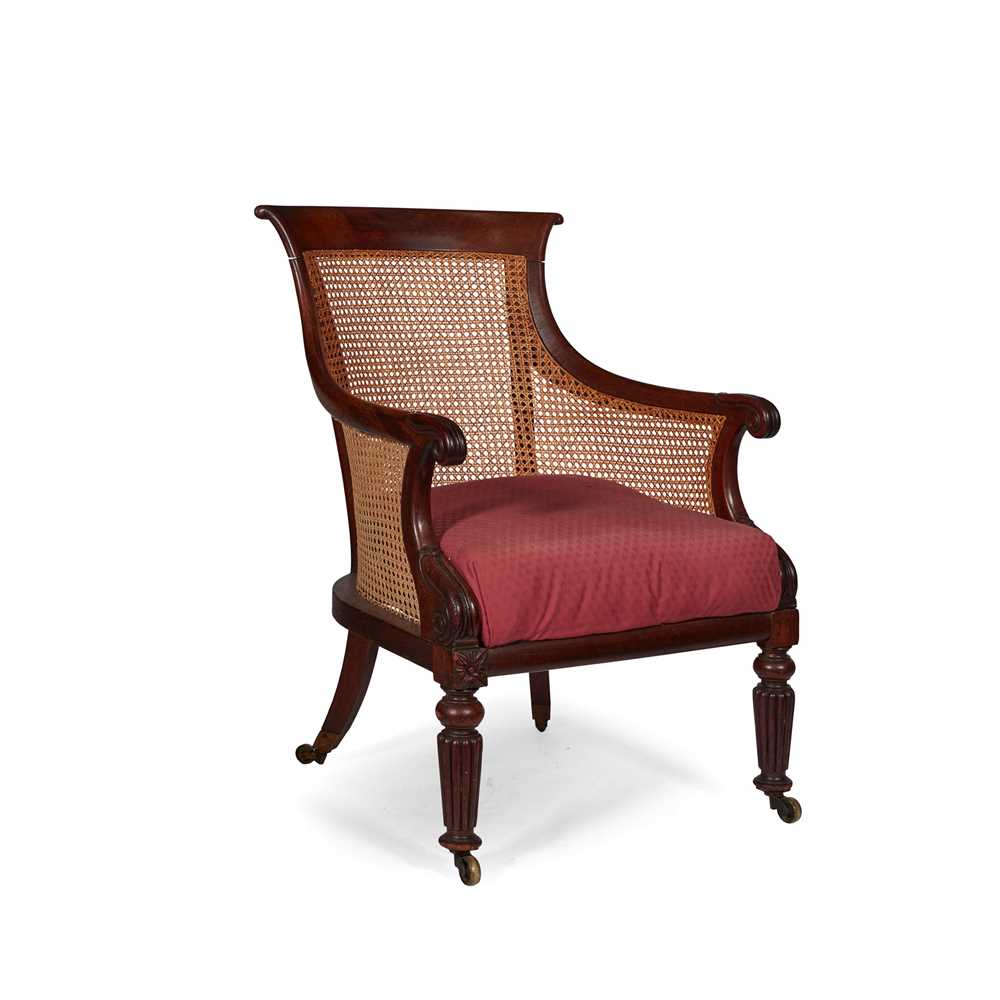 Appraisal: REGENCY MAHOGANY CANED BERGERE EARLY TH CENTURY with a curved