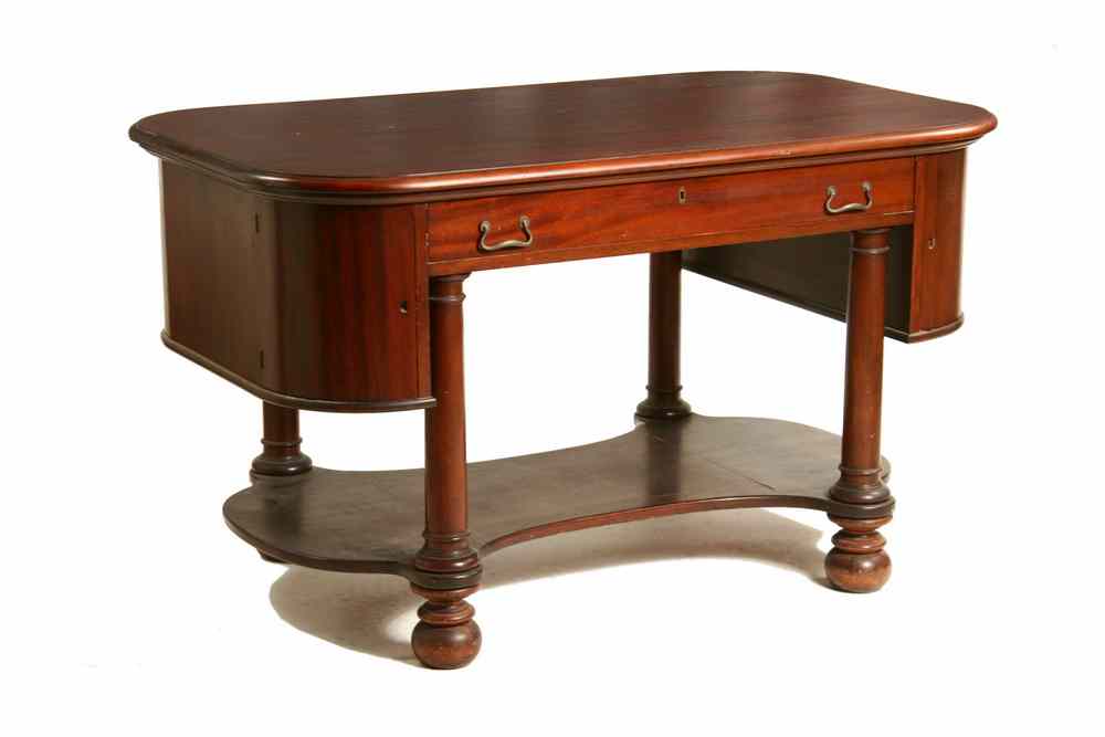 Appraisal: LIBRARY DESK - Circa Mahogany Bureau Plat on Four Heavy